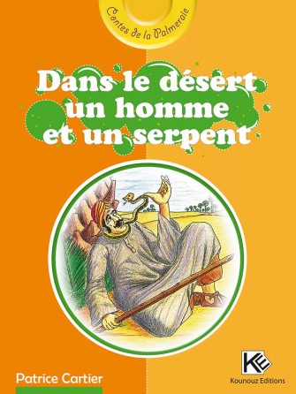 Dans le desert,un homme et un serpent